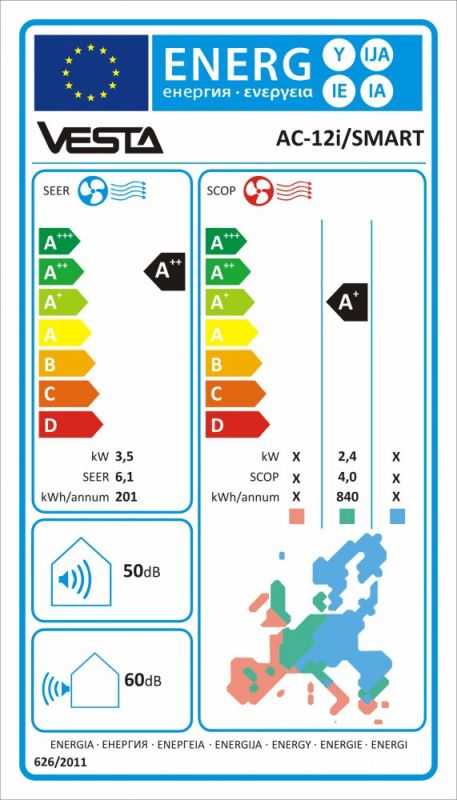Aer condiționat split VESTA AC-12i SMART INVERTER WI-FI